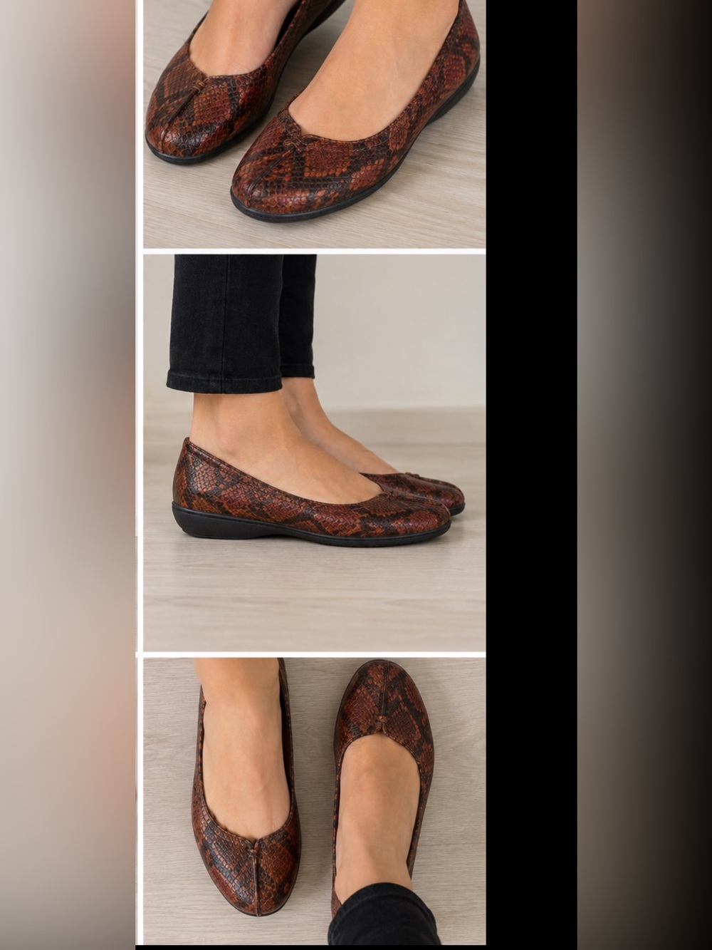 Hotter Ortholite Snake Print Leather Flats US 8